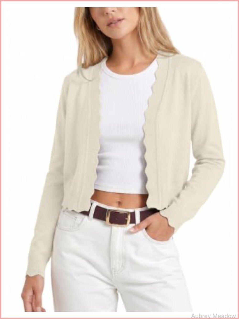 Women's Lightweight Cropped Cardigan Scalloped Trim Shrug for Dresses